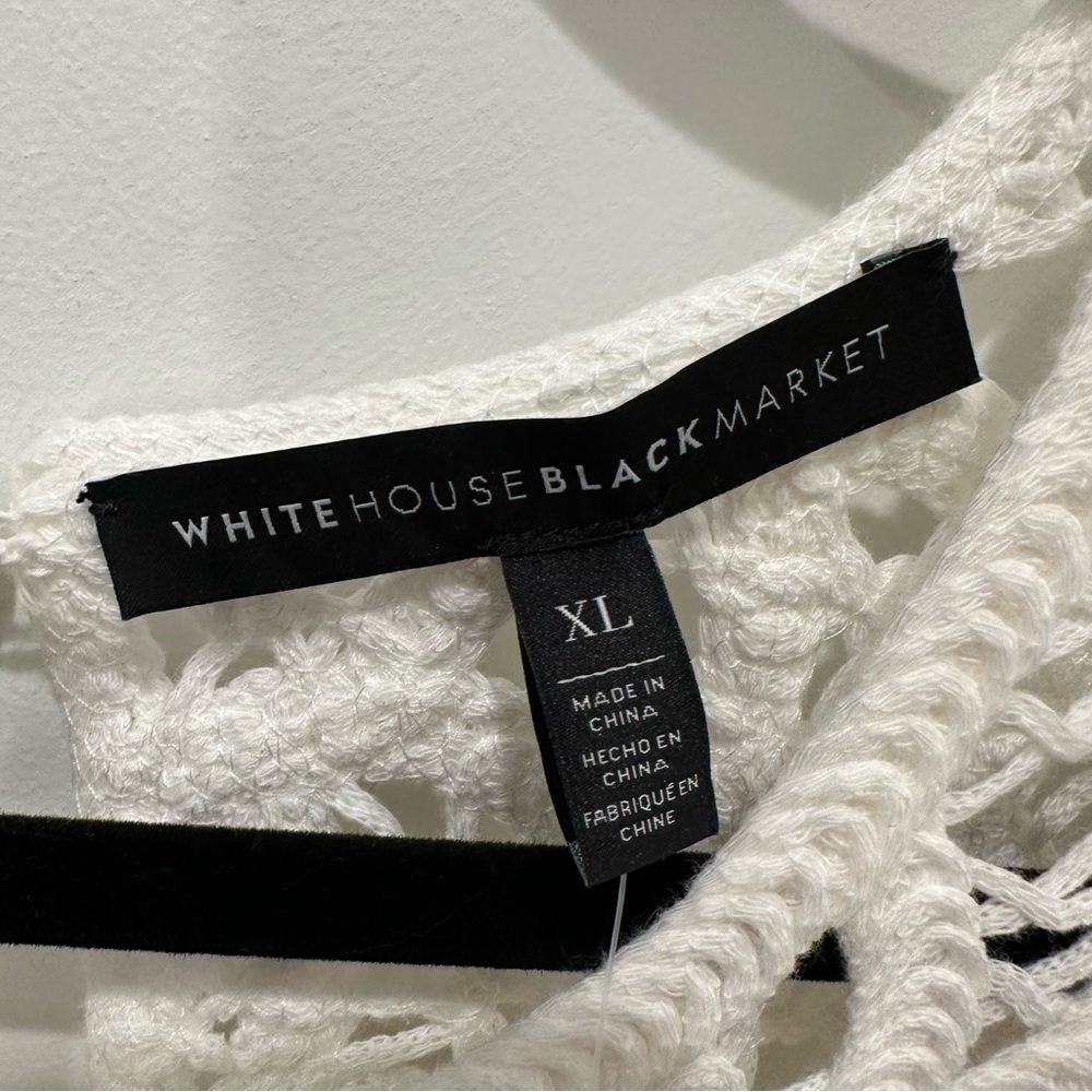 NWT White House Black Market White Sleeveless Crochet Lace Sweater - Picture 6 of 13